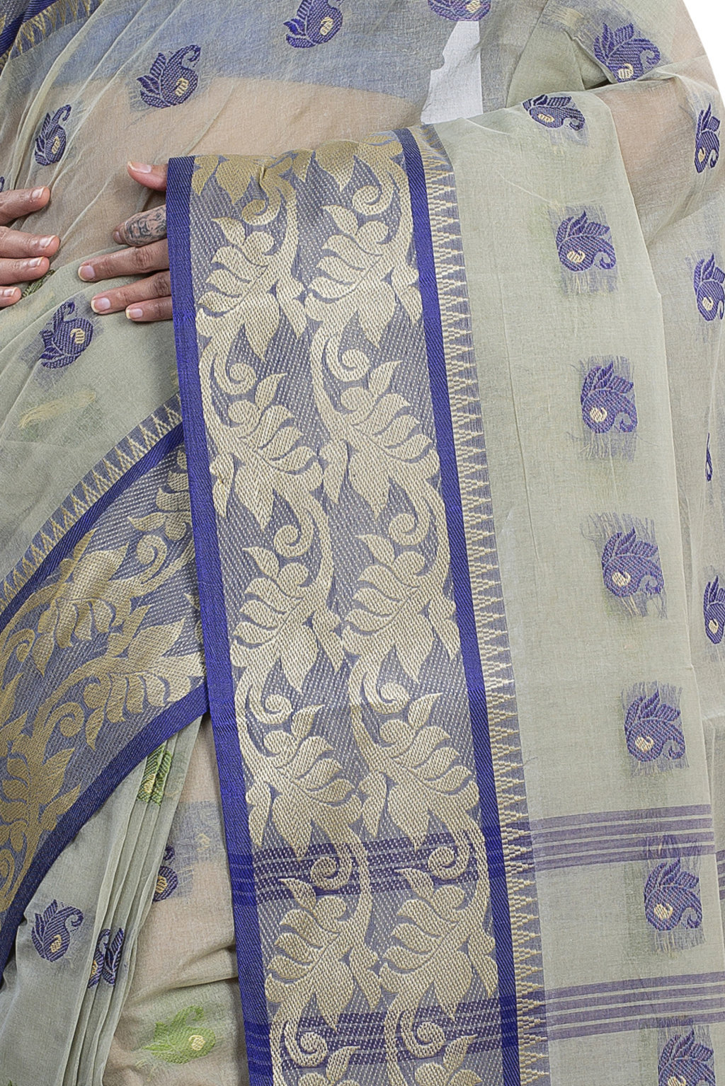 Grey Pure Cotton HasFul Tant Saree (786)